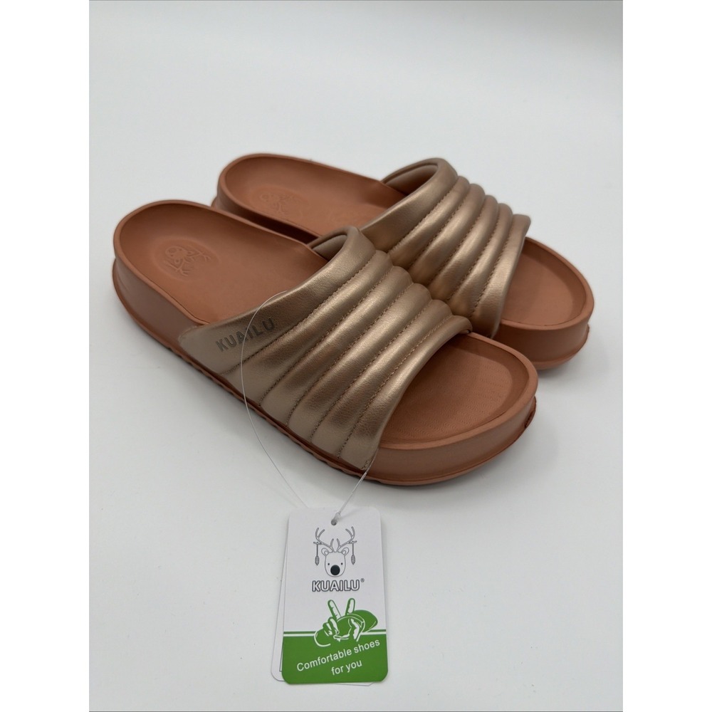KuaiLu Women's 9 Sport Recovery Sandals Slides‎ Thick Cushion Arch Support
